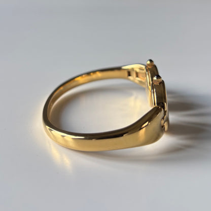 Fendi 1990s Seashell Dial Two Time Zone Gold Plated Bangle Watch