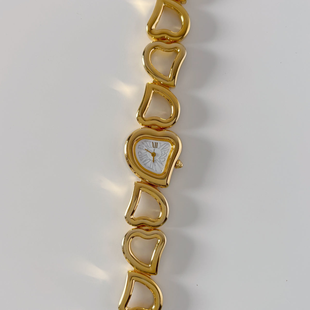 Yves Saint Laurent 1990s Heart  Dial Band Gold Plated Watch