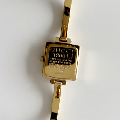 Gucci 1990s Square Dial Gold Plated Bangle Watch (Small)