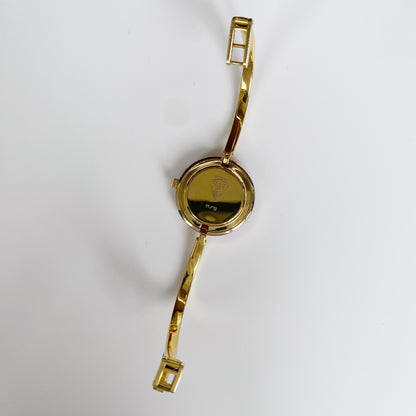 Gucci 1990s Interchangeable Bezel Gold Plated Bangle Watch with 12 bezels, case (Small)