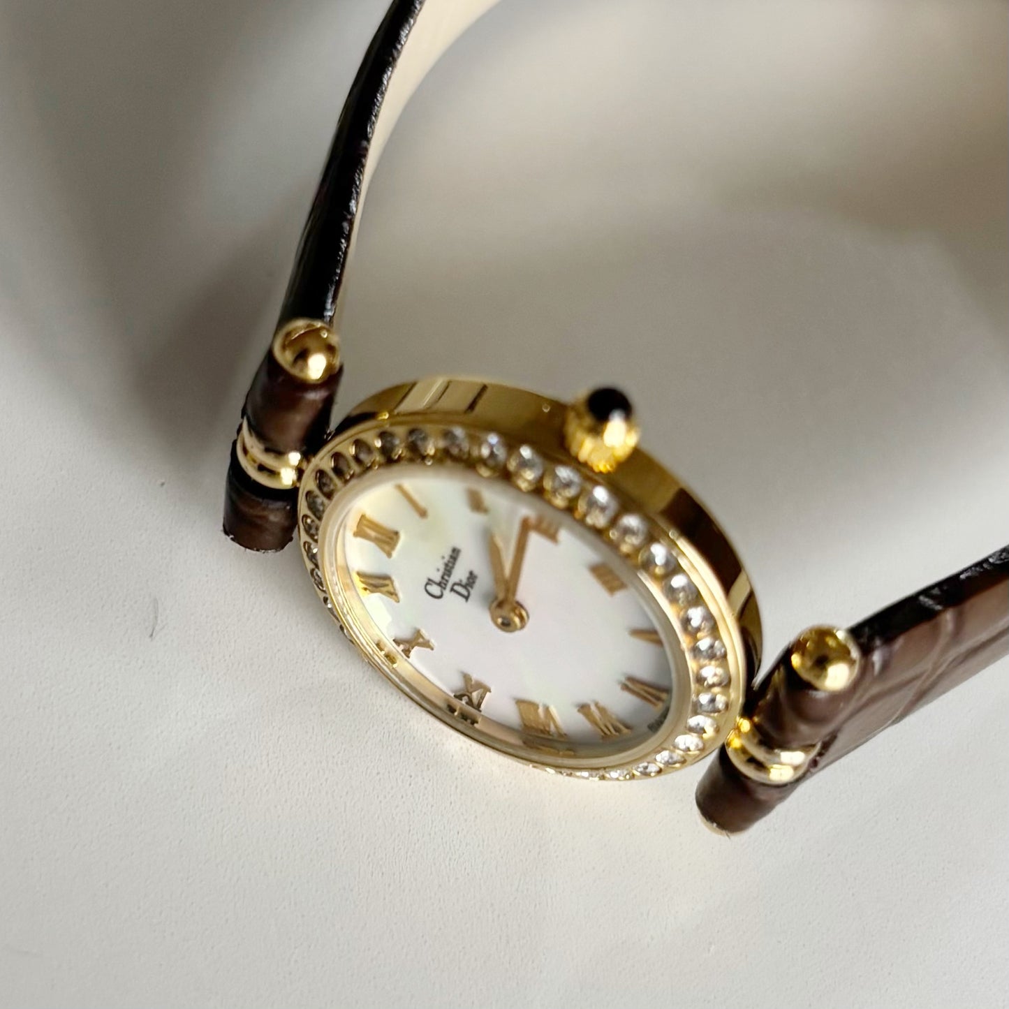Dior 1990s Seashell Round Dial Gold Plated Watch