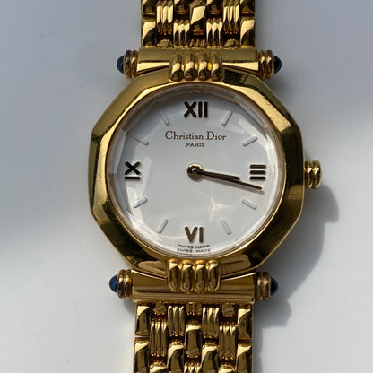 Dior 1990s Octagon Gold Plated Watch