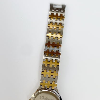 Dior 1990s Date Round Two Tone Watch