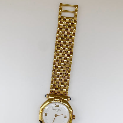 Dior 1990s Octagon Gold Plated Watch