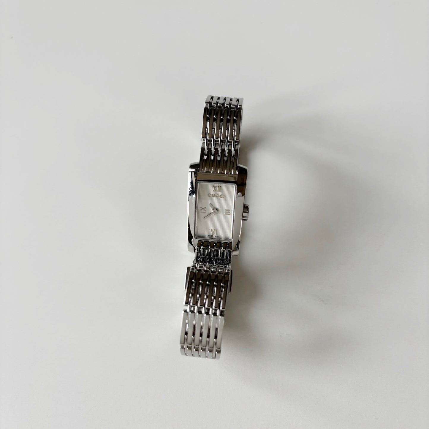 Gucci 1990s Rectangular Dial Silver Watch