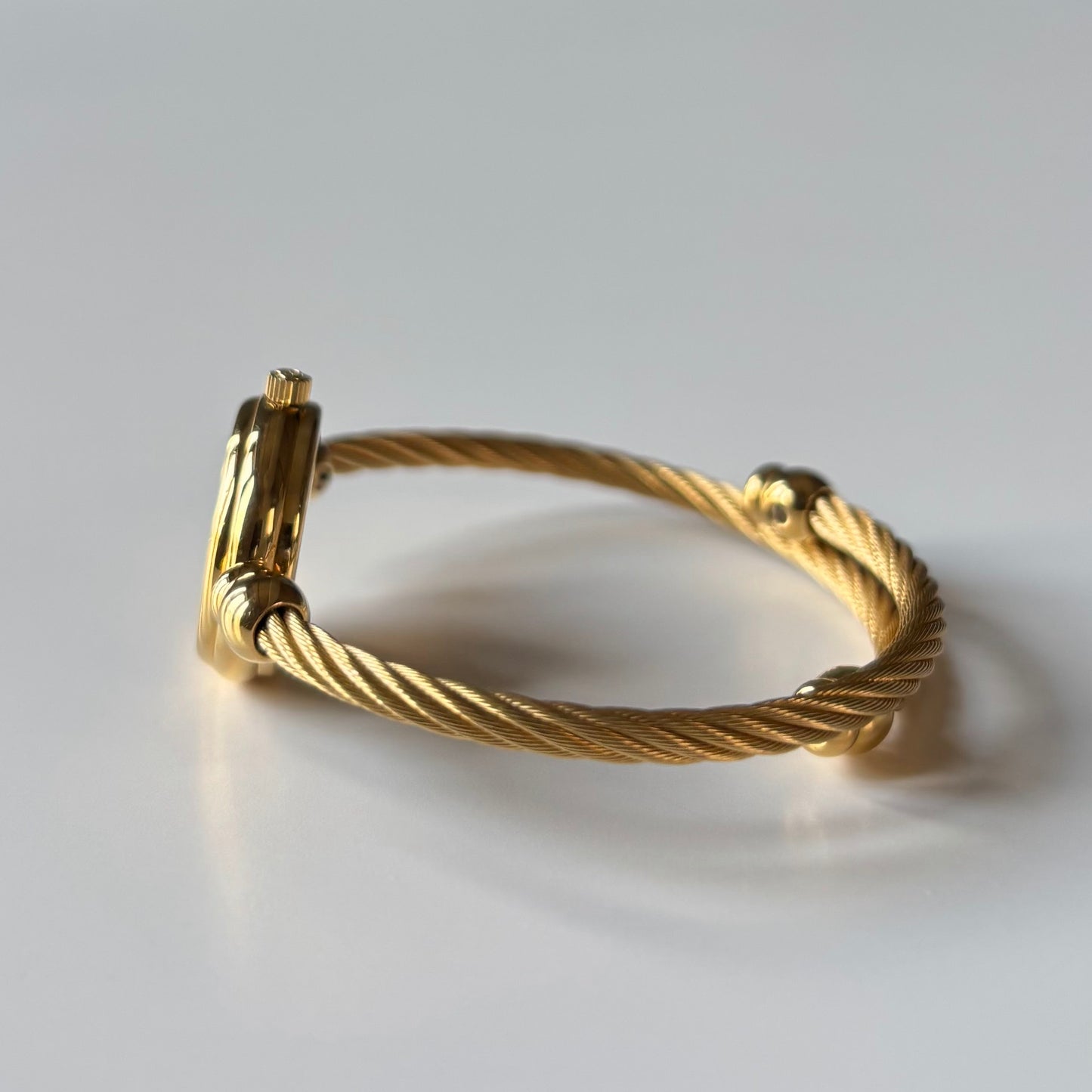 Gucci 1990s Black Dial Gold Plated Cable Bangle Watch