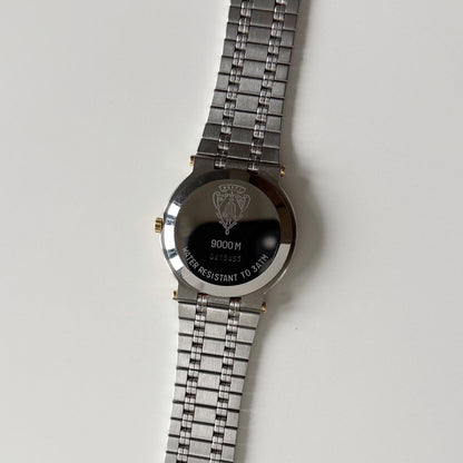 Gucci 1990s Round Dial Two Tone Gold Plated Watch (Large)