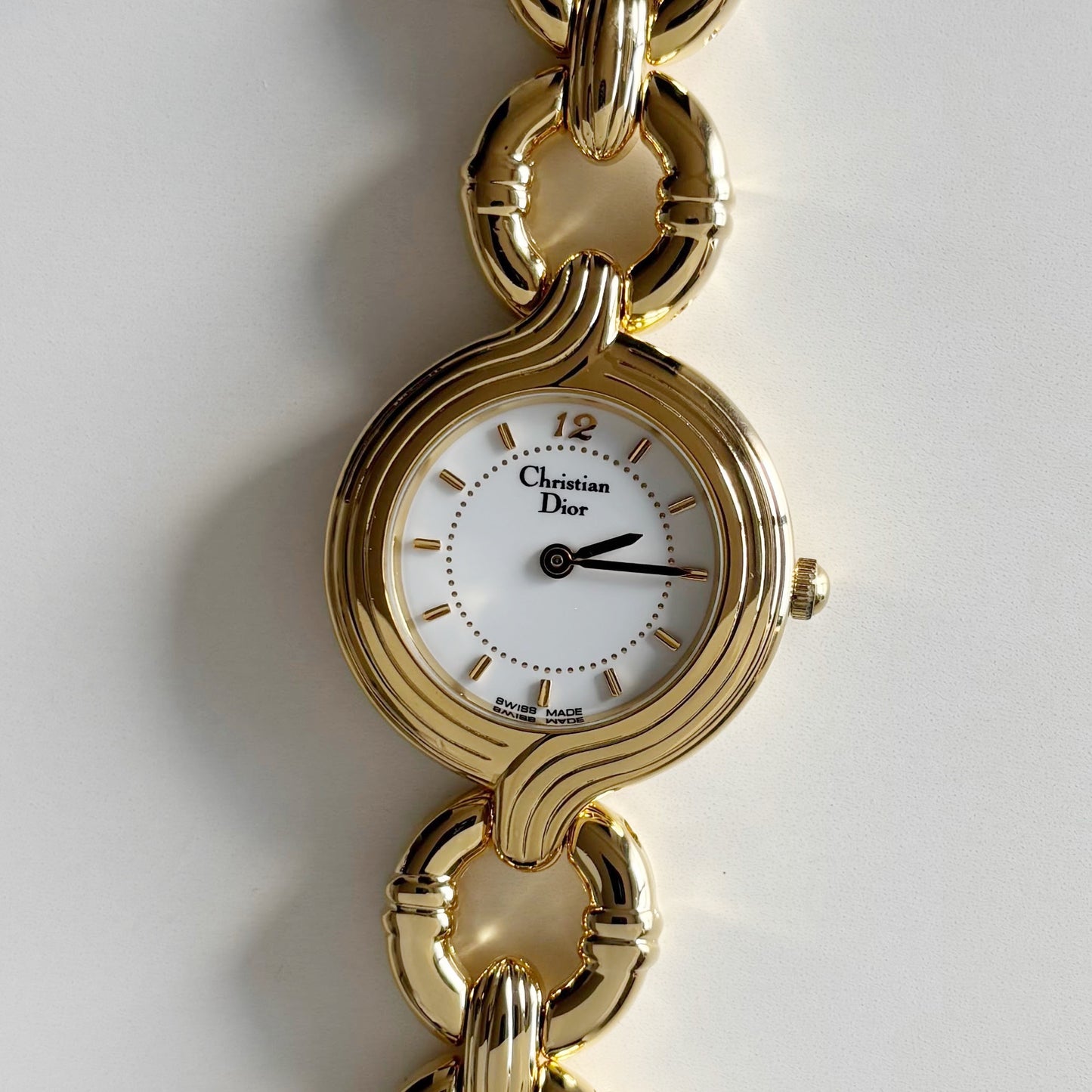 Dior 1990s Round Dial Gold Plated Watch