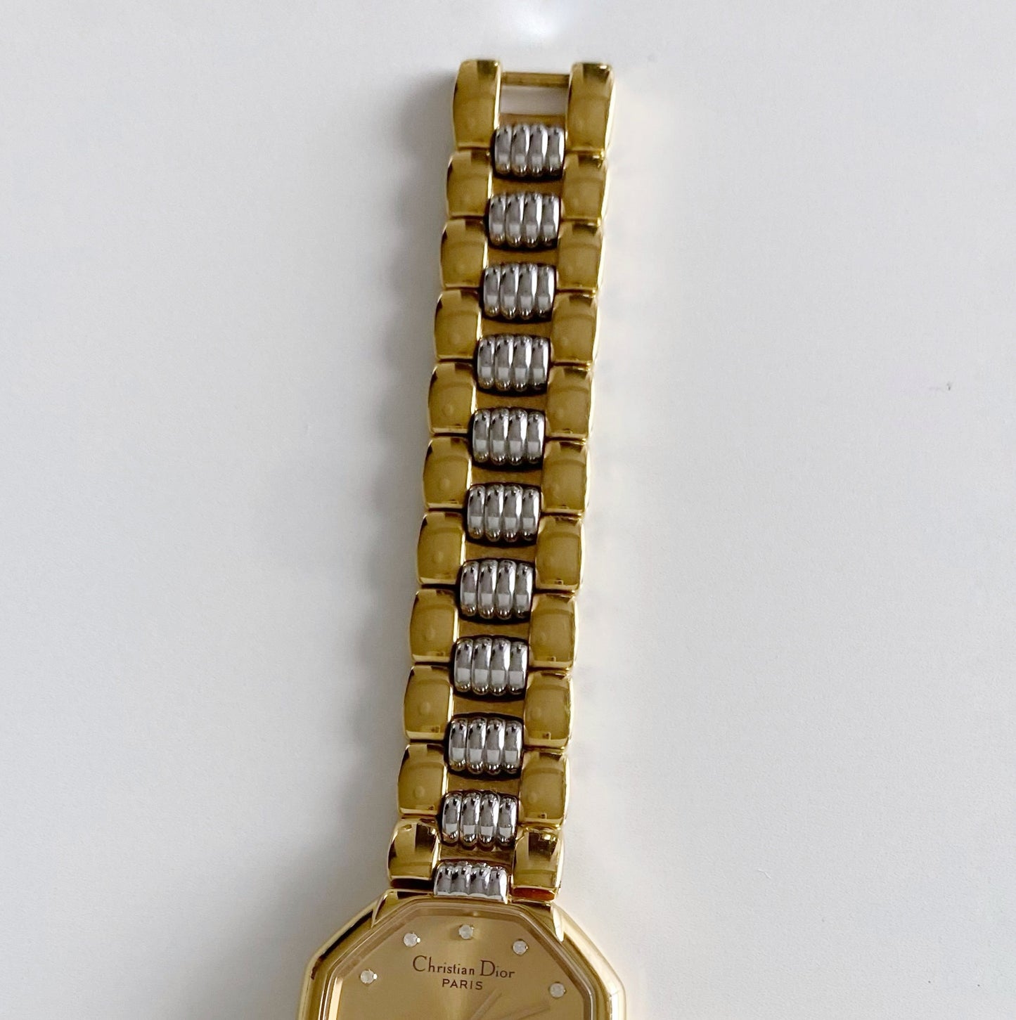 Dior 1990s Octagon Gold Plated Two Tone Watch