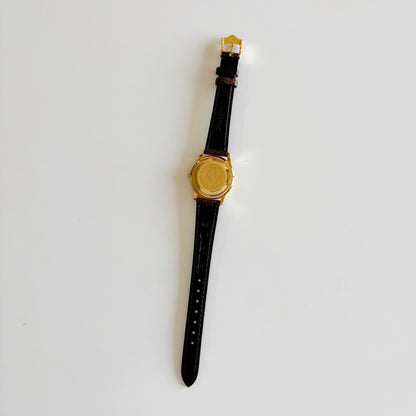 Gucci 1990s Date Round Dial Gold Plated Watch