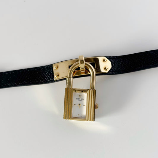 Hermes 1990s Kelly Gold Plated Watch