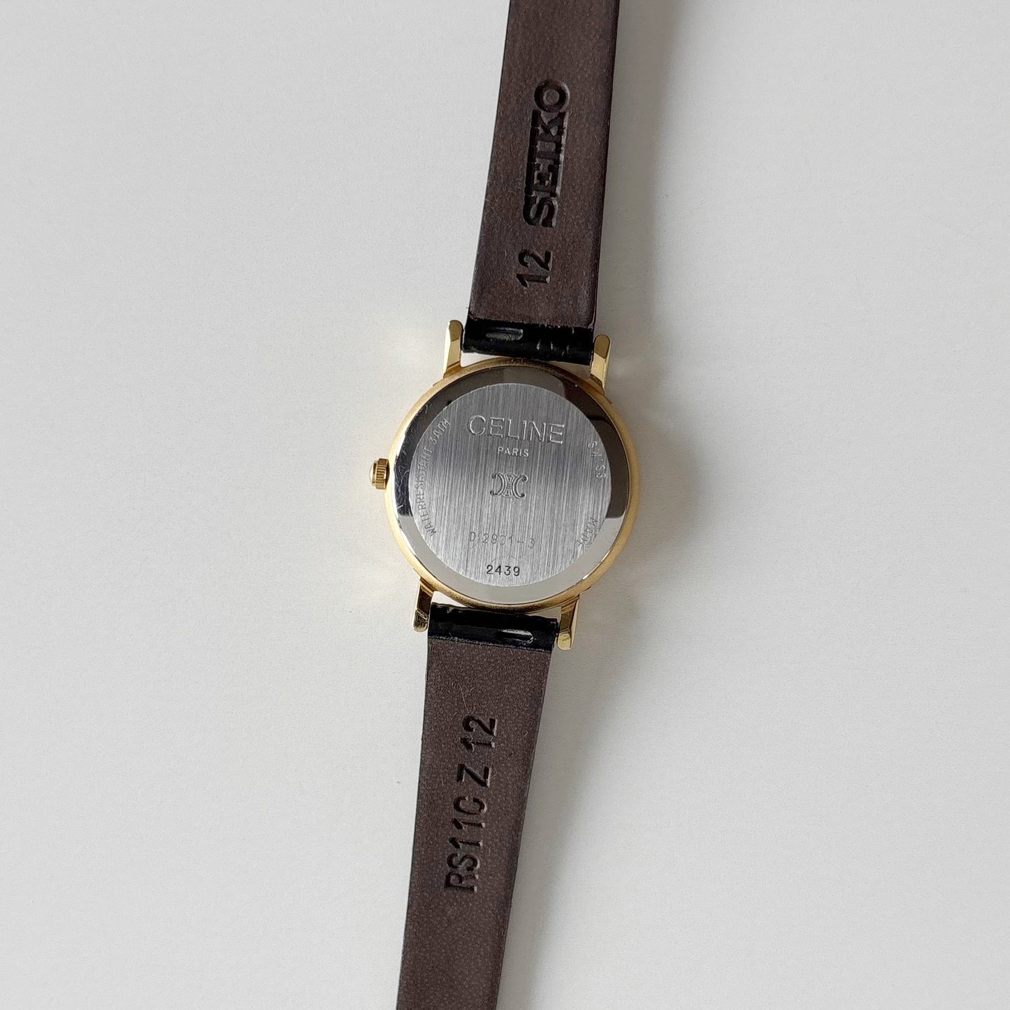 Celine 1990s Round Dial Gold Plated Watch