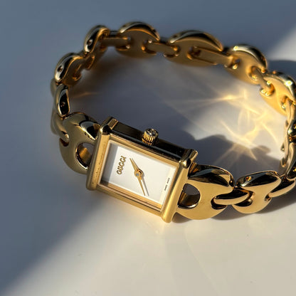 Gucci 1990s Interchangeable Strap Gold Plated Watch with 3 straps, case