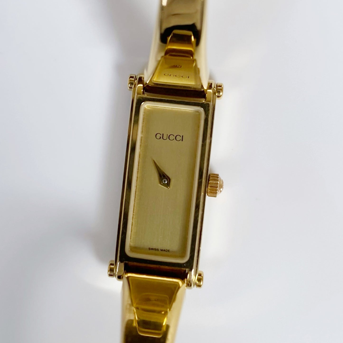 Gucci 1990s Gold Dial Gold Plated Bangle Watch