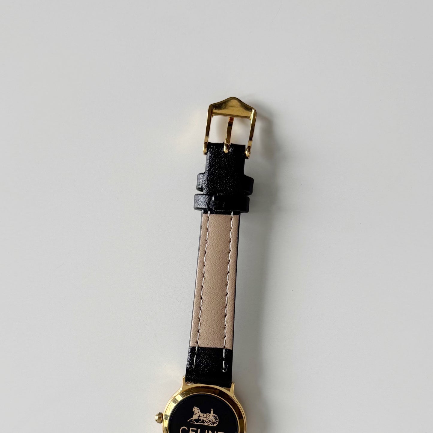 Celine 1980s Round Dial Gold Plated Watch