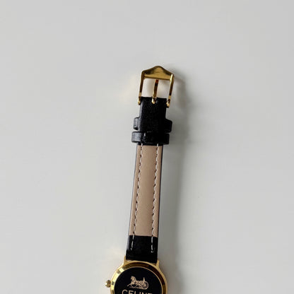 Celine 1980s Round Dial Gold Plated Watch