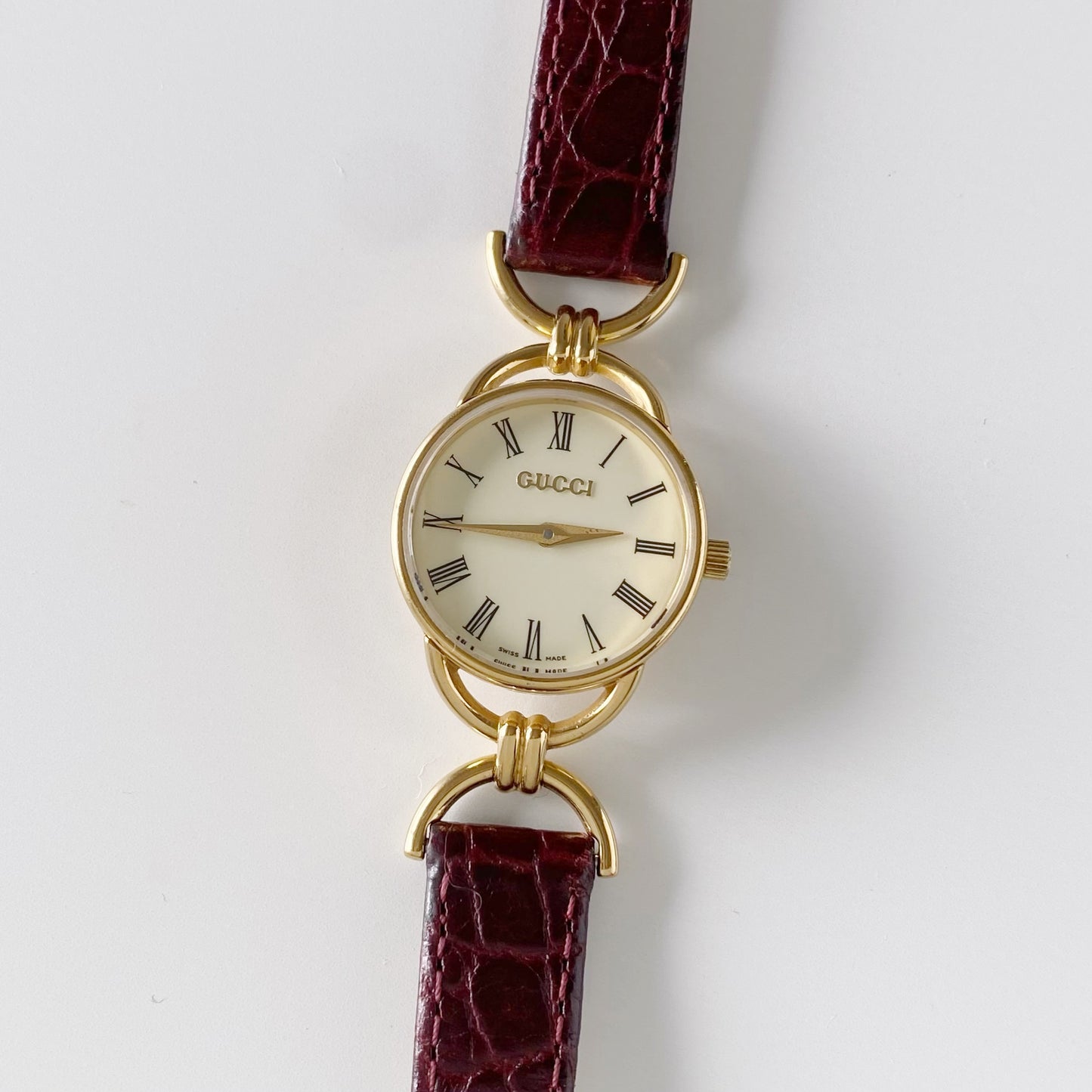 Gucci 1990s Ivory Dial Gold Plated Watch