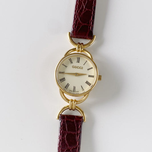 Gucci 1990s Ivory Dial Gold Plated Watch