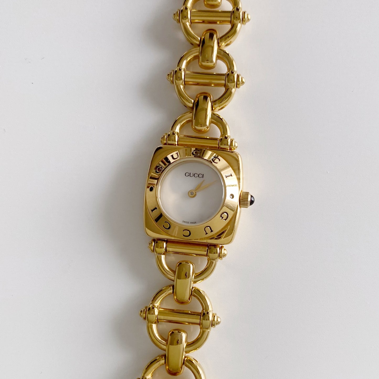Gucci 1990s Seashell Dial Gold Plated Watch