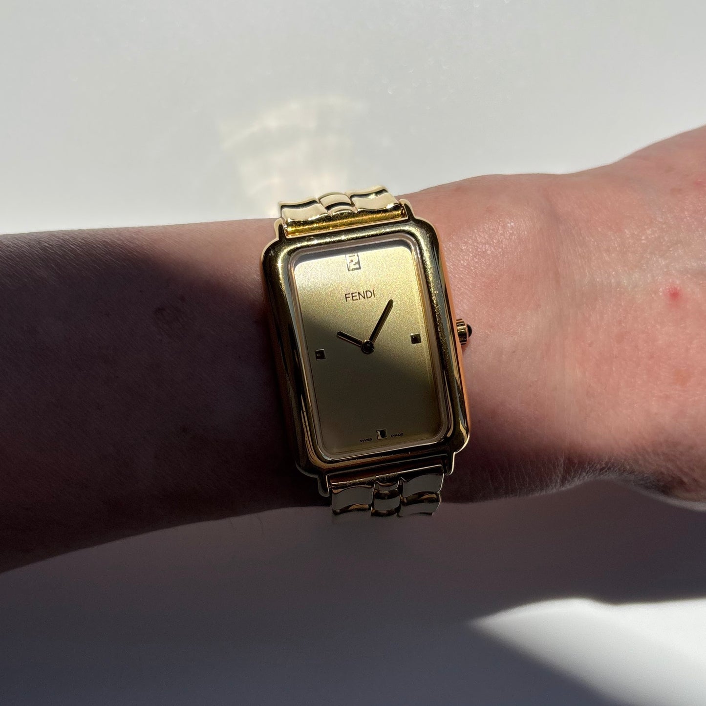 Fendi 1990s Tank Gold Plated Watch (Large)