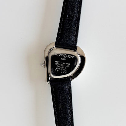 Yves Saint Laurent 1990s Heart Shaped Dial Silver Watch