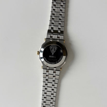Gucci 1990s Round Dial Gold Plated Two Tone Watch
