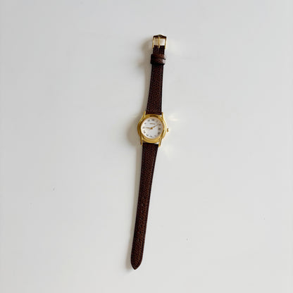 Gucci 1990s Date Round Dial Gold Plated Watch