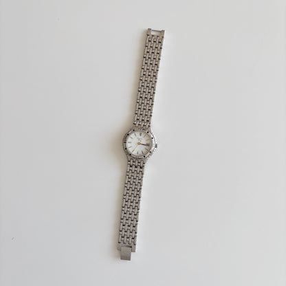 Dior 1990s Date Round Dial Silver Watch