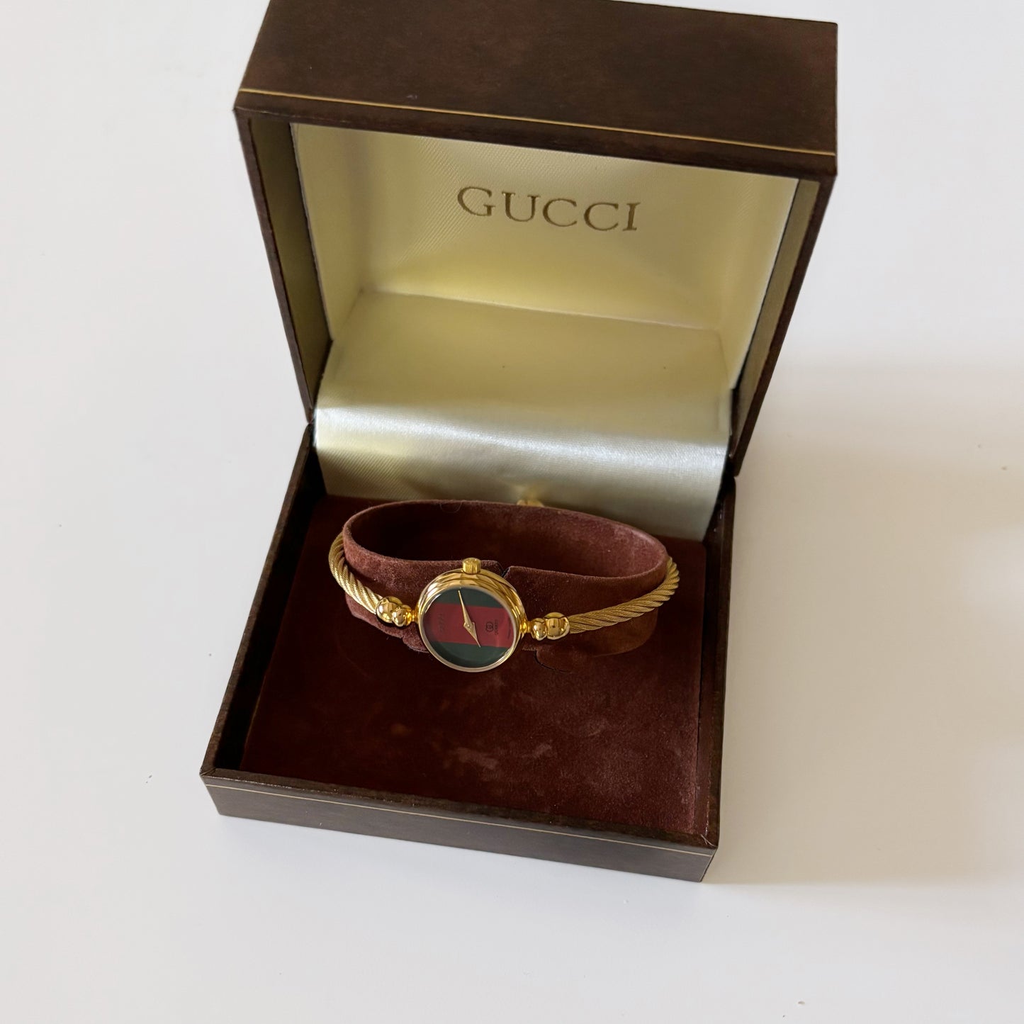 Gucci 1980s Gold Plated Cable Bangle Watch