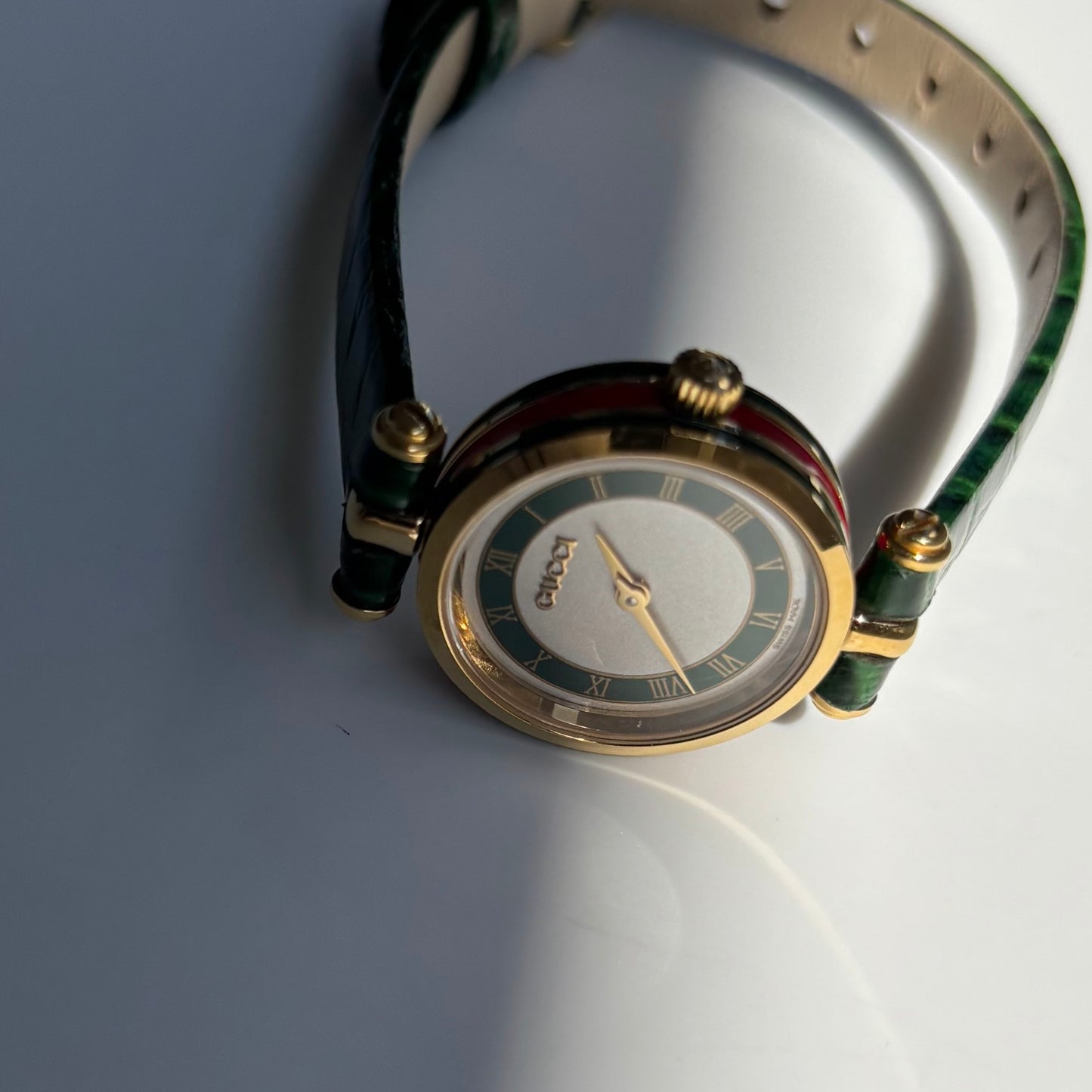 Gucci 1990s Green Dial Sherry Gold Plated Watch