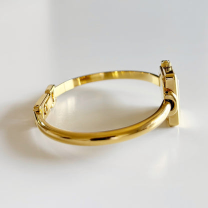 Gucci 1990s Square Dial Gold Plated Bangle Watch