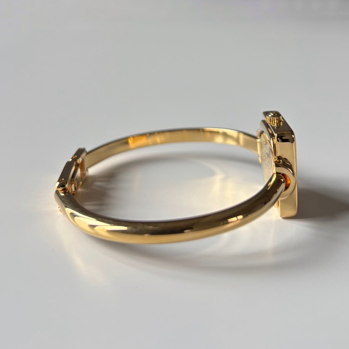Gucci 1990s Square Dial Gold Plated Bangle Watch