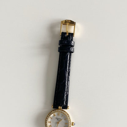 Dior 1990s Seashell Round Dial Gold Plated Watch