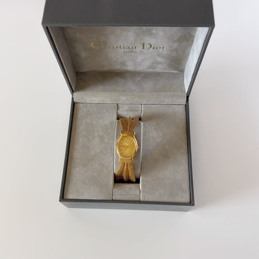 Dior 1990s Gold Oval Dial Gold Plated Watch