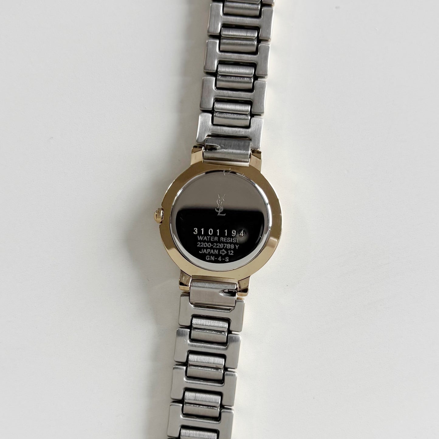 Yves Saint Laurent 1990s Black Dial Gold Plated Two Tone Watch