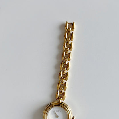 Gucci 1990s Interchangeable Bezel Gold Plated Watch with 6 bezels, case (160mm)