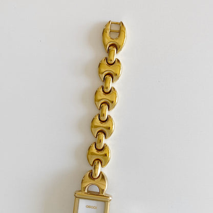 Gucci 1990s Interchangeable Belt Gold Plated Watch with 3 belts, case