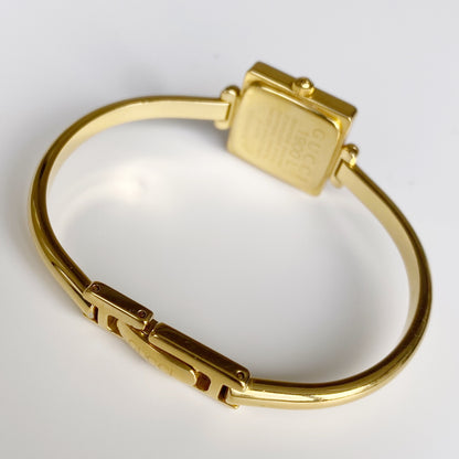 Gucci 1990s Square Gold Plated Bangle Watch