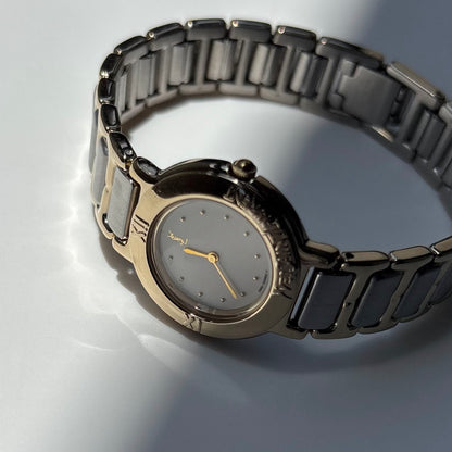 Yves Saint Laurent 1990s Round Dial Two Tone Gold Plated Watch
