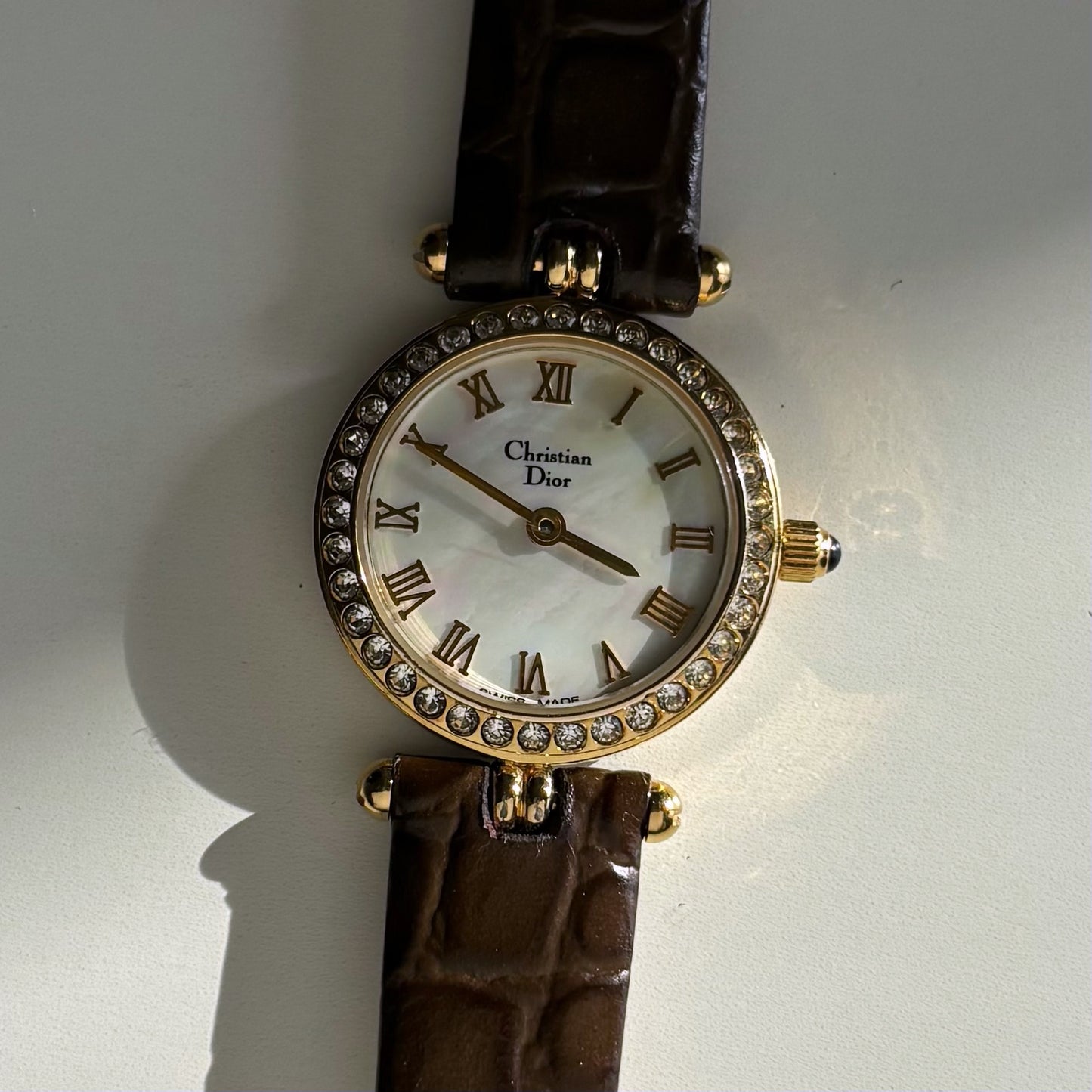 Dior 1990s Seashell Round Dial Gold Plated Watch