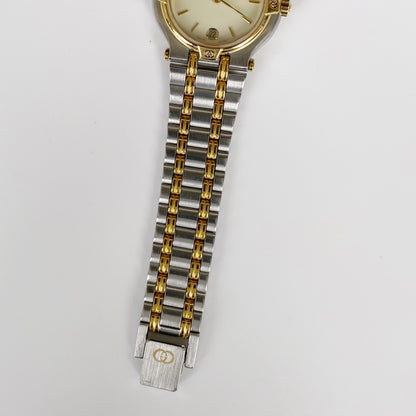 Gucci 1990s Date Two Tone Round Watch