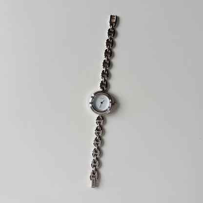 Gucci 1990s Interchangeable Bezel Silver Stainless Steel Watch with 6 bezels, case (165mm)
