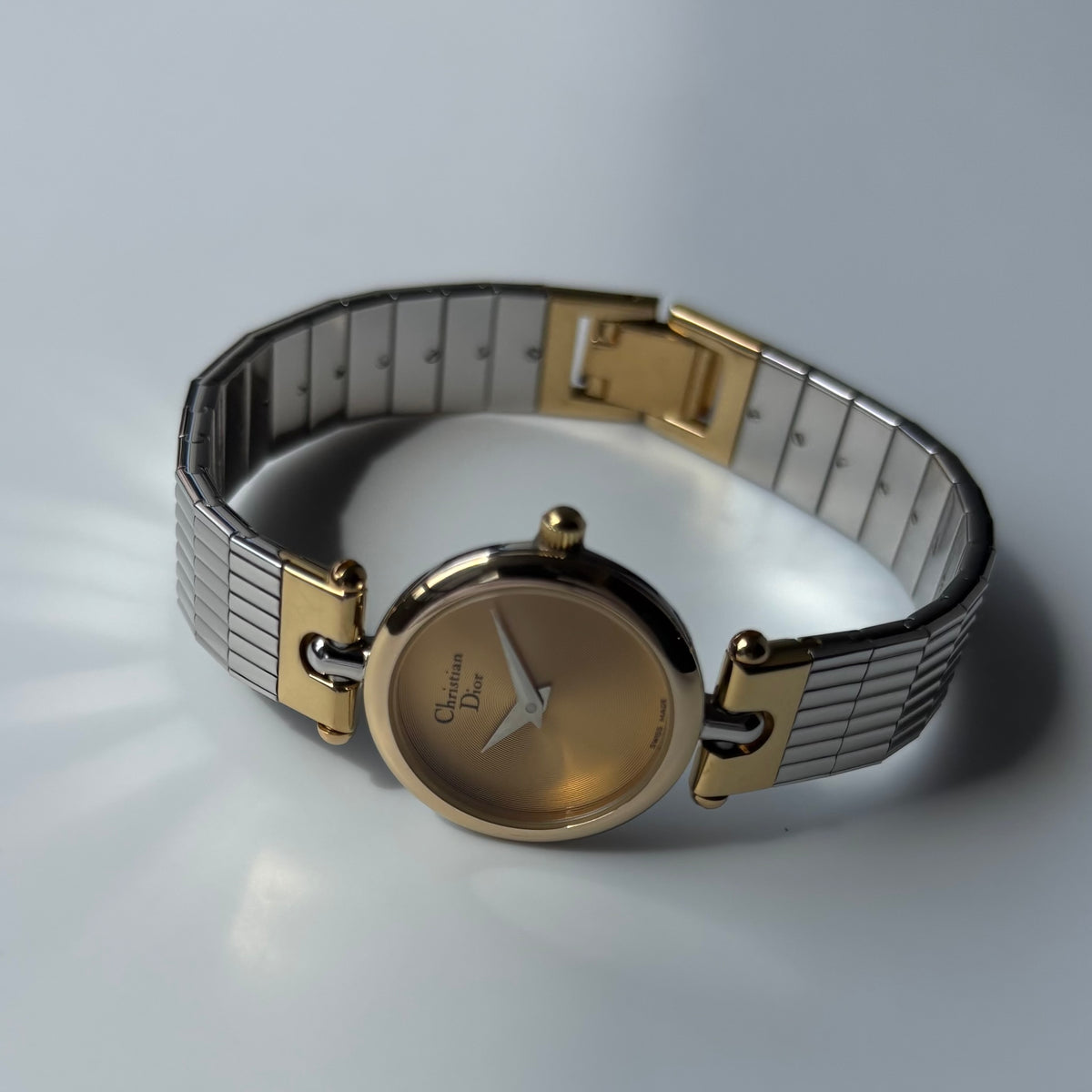 Dior 1990s Round Dial Gold Plated Two Tone Watch