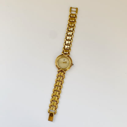 Fendi 1990s Gold Plated Round Watch