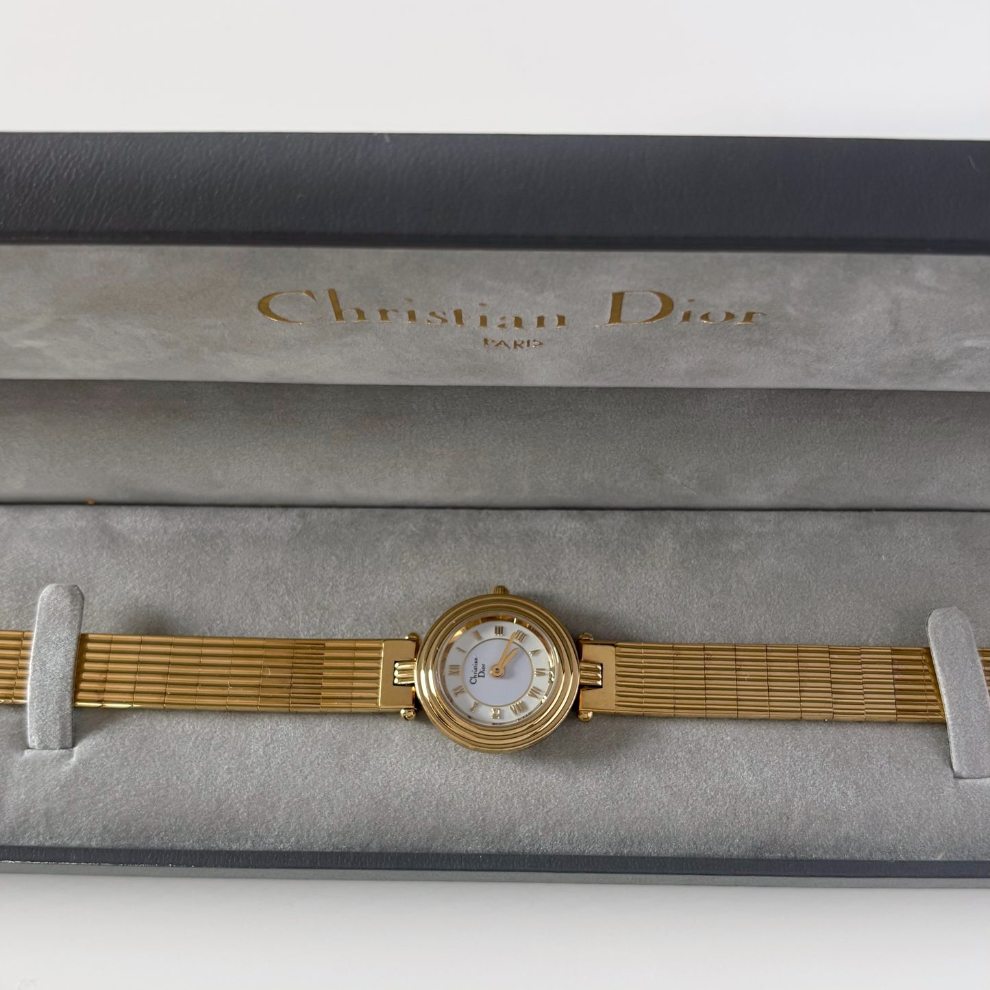 Dior 1990s Round Dial Gold Plated Watch