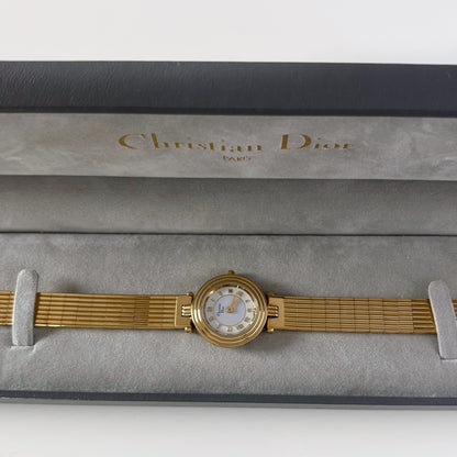 Dior 1990s Round Dial Gold Plated Watch