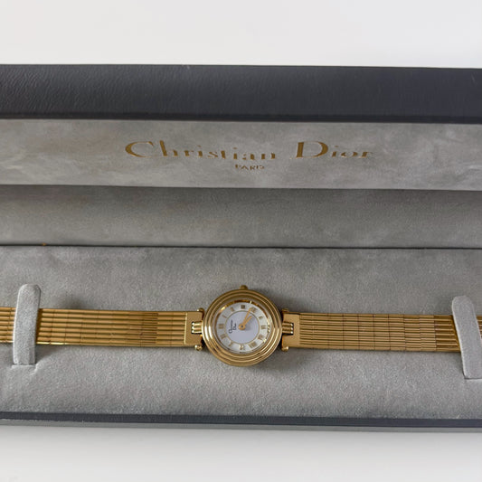 Dior 1990s Round Dial Gold Plated Watch