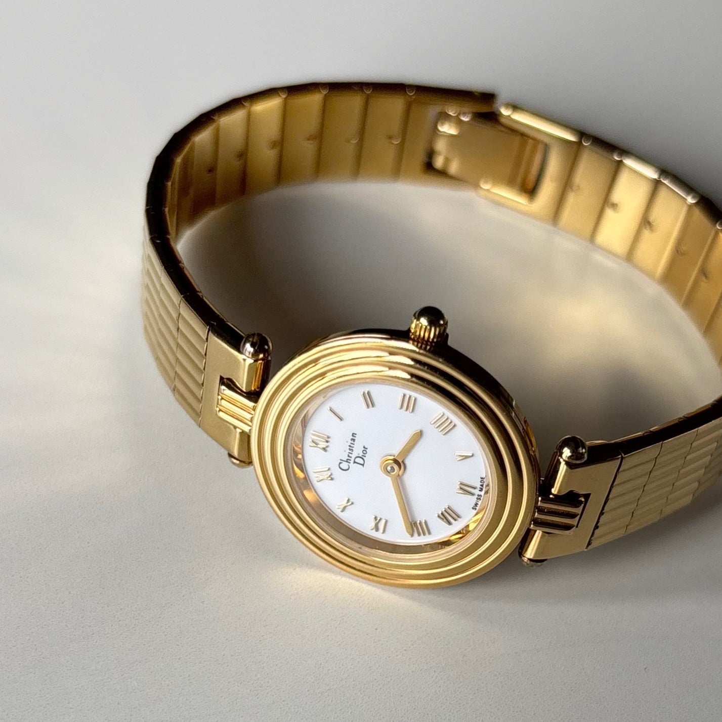 Dior 1990s Round Dial Gold Plated Watch