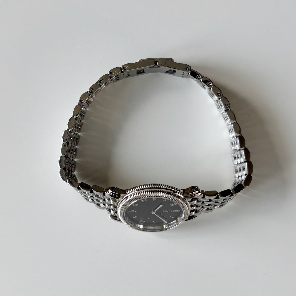 Yves Saint Laurent 1990s Dark Gray Round Dial Stainless Steel Watch