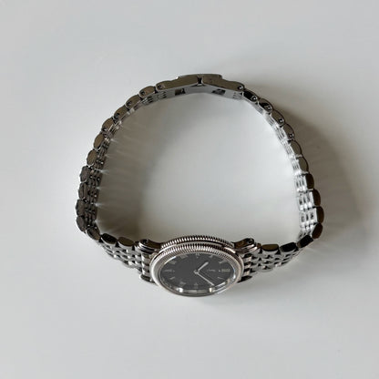 Yves Saint Laurent 1990s Dark Gray Round Dial Stainless Steel Watch